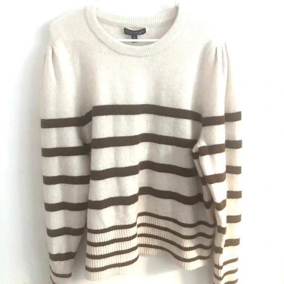 Banana Republic Sweater Wool Alpaca Ivory Old Money Soft Striped XL Quiet Luxury - Picture 2 of 6